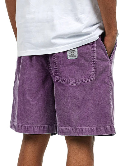 Men's Retro Distressed Corduroy Embroidered Logo Loose Stretch Waistband Pocket Shorts